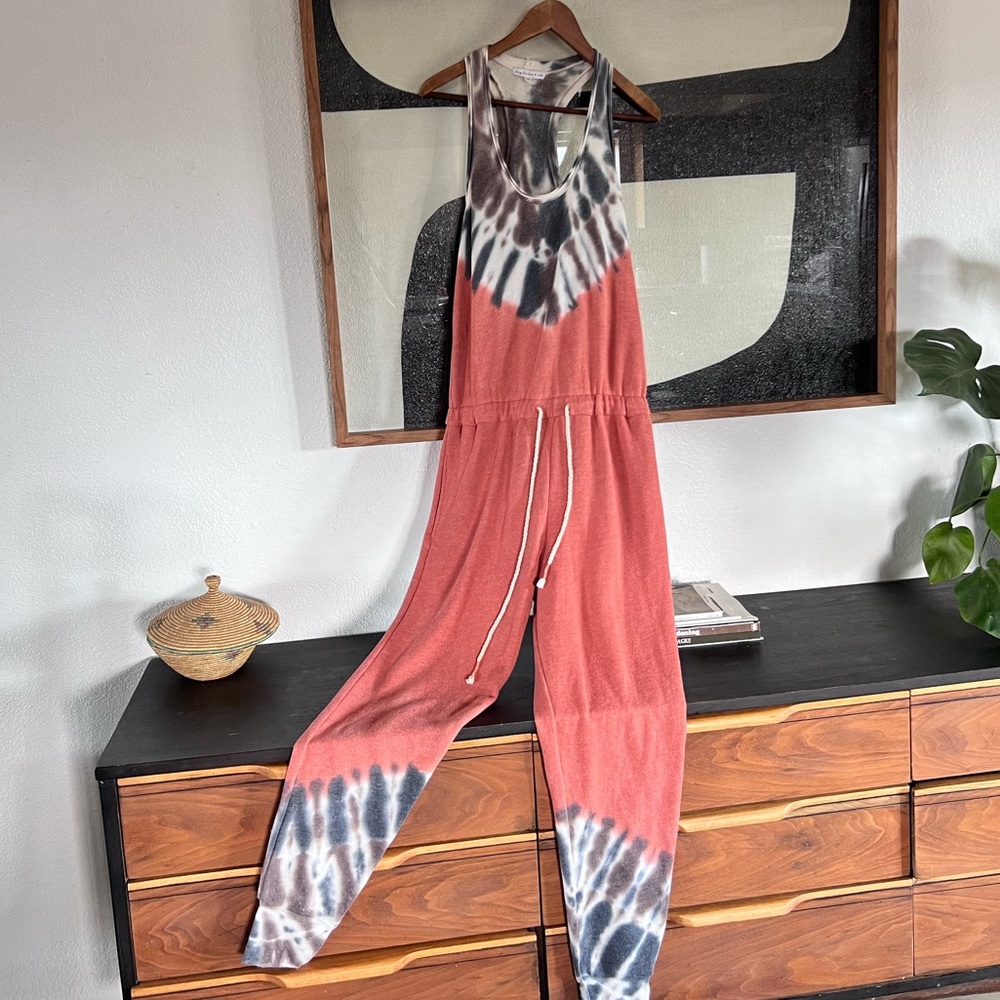 Tie-Dye Racerback Jumpsuit in Coral